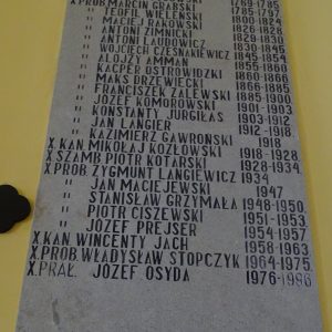 25. Kamienna tablica upamiętniająca byłych proboszczów naszej parafii począwszy od Bł. Bogumiła.